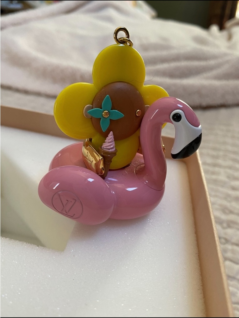Louis Vuitton Pink Flamingo Float & Yellow Flower Key Charm